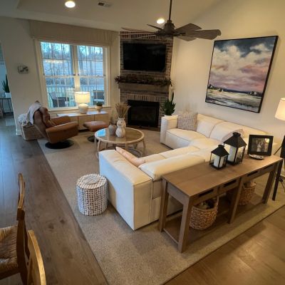 beige area rug in a homey Bethlehem, PA, living room